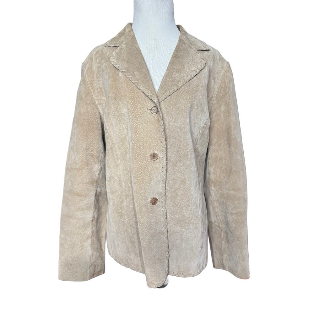 Bagatelle Suede Leather Jacket Tan Coat Western Collared Women’s Size 14